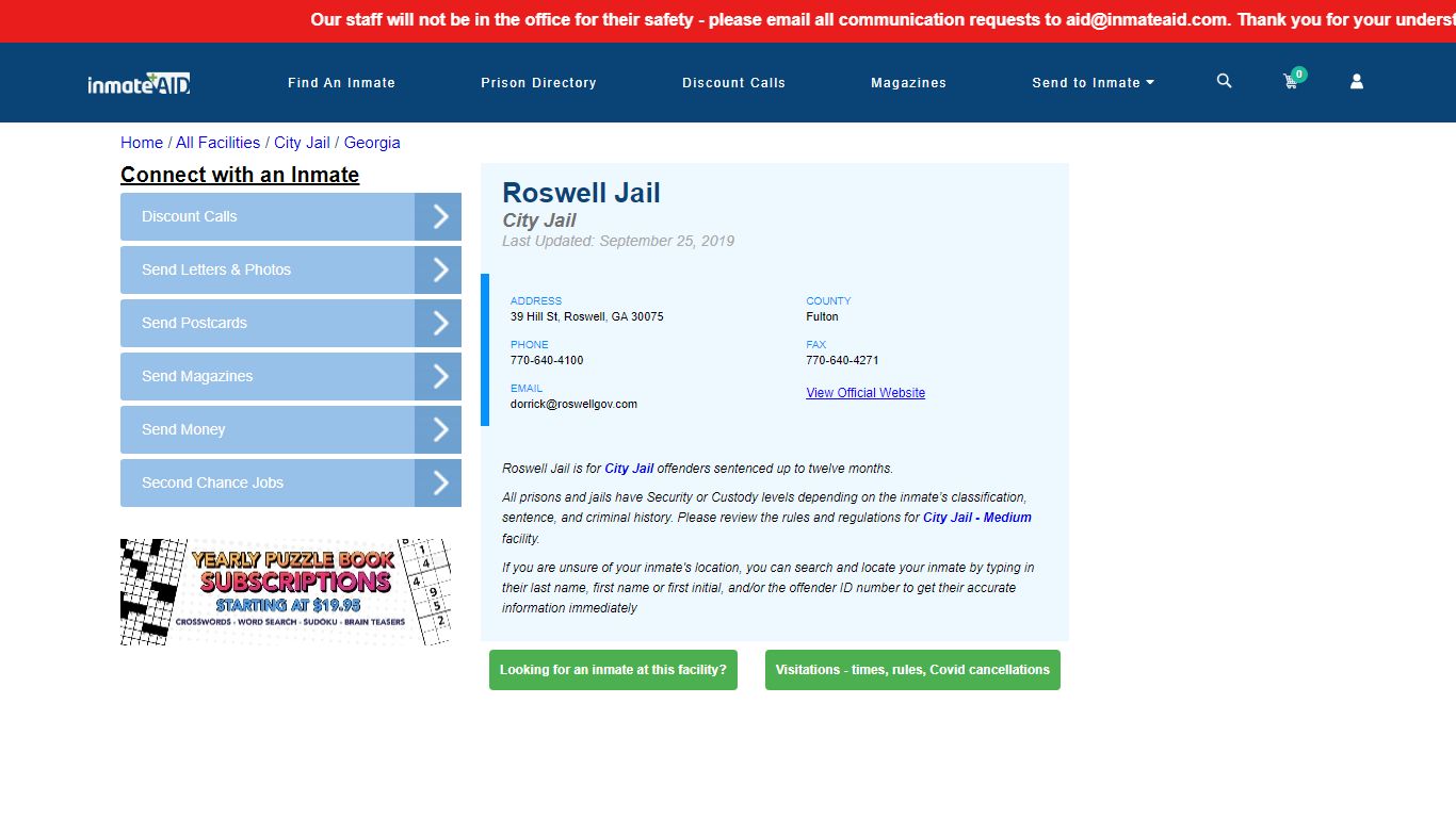 Roswell Jail | Inmate Locator
